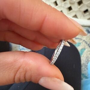 Diamond-Accented Silver Eternity Band - White